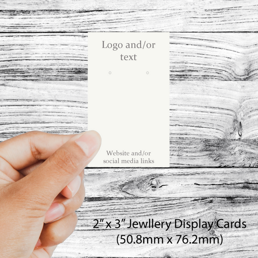Custom printed jewellery cards for necklaces and earrings