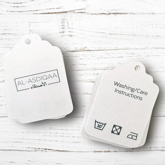 Custom printed card tags for clothing and packaging
