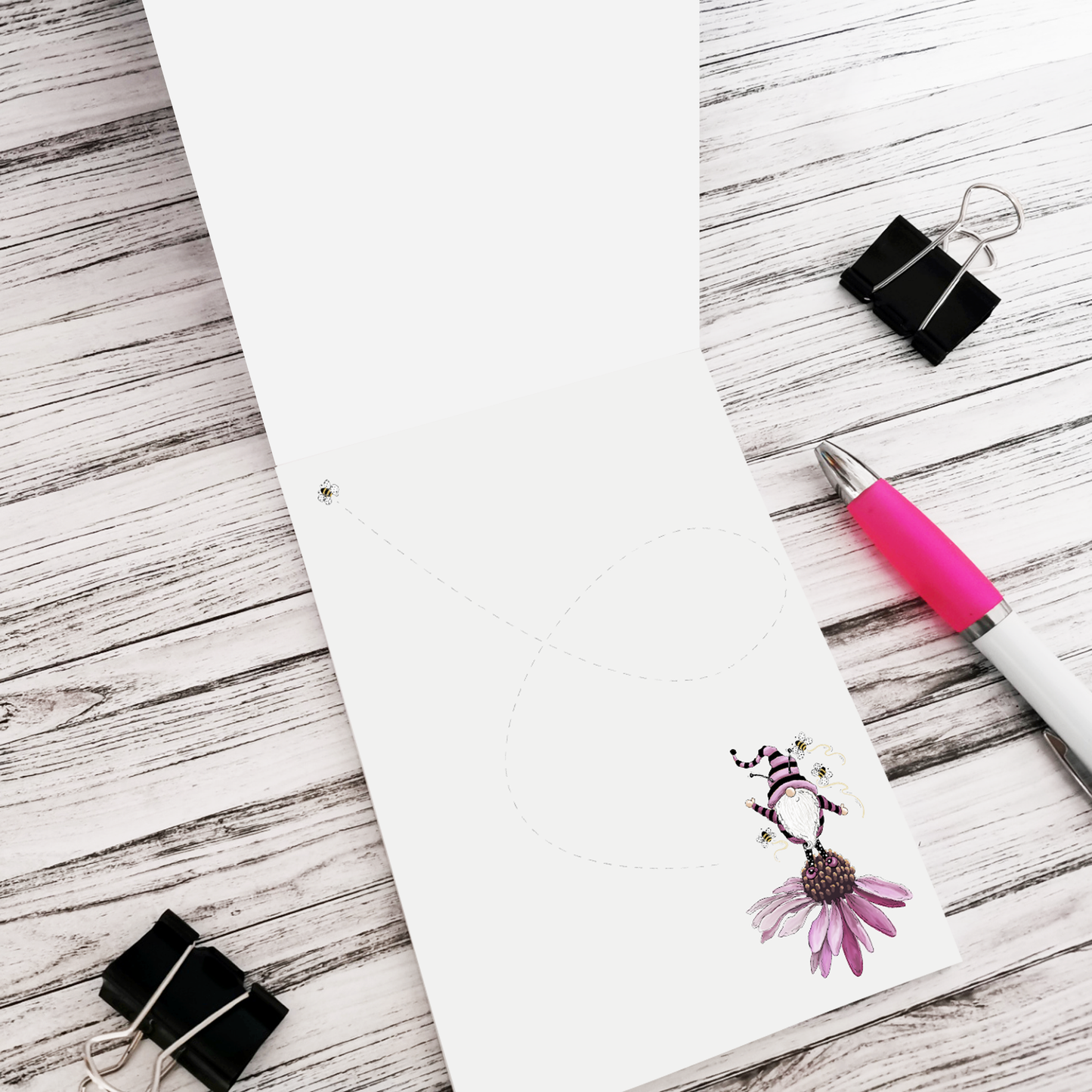 A6 Gnome with bees writing notepad