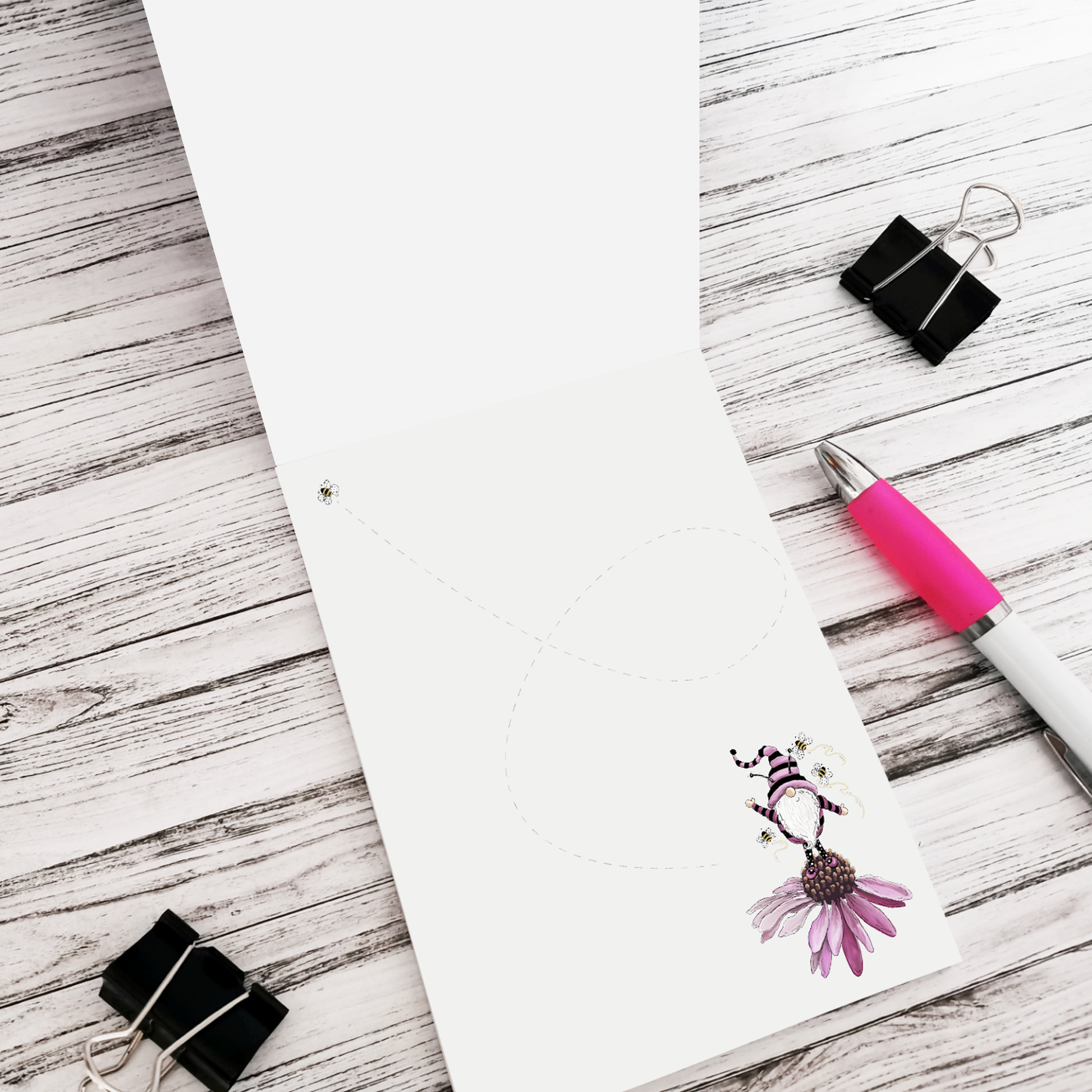 A6 Gnome with bees writing notepad