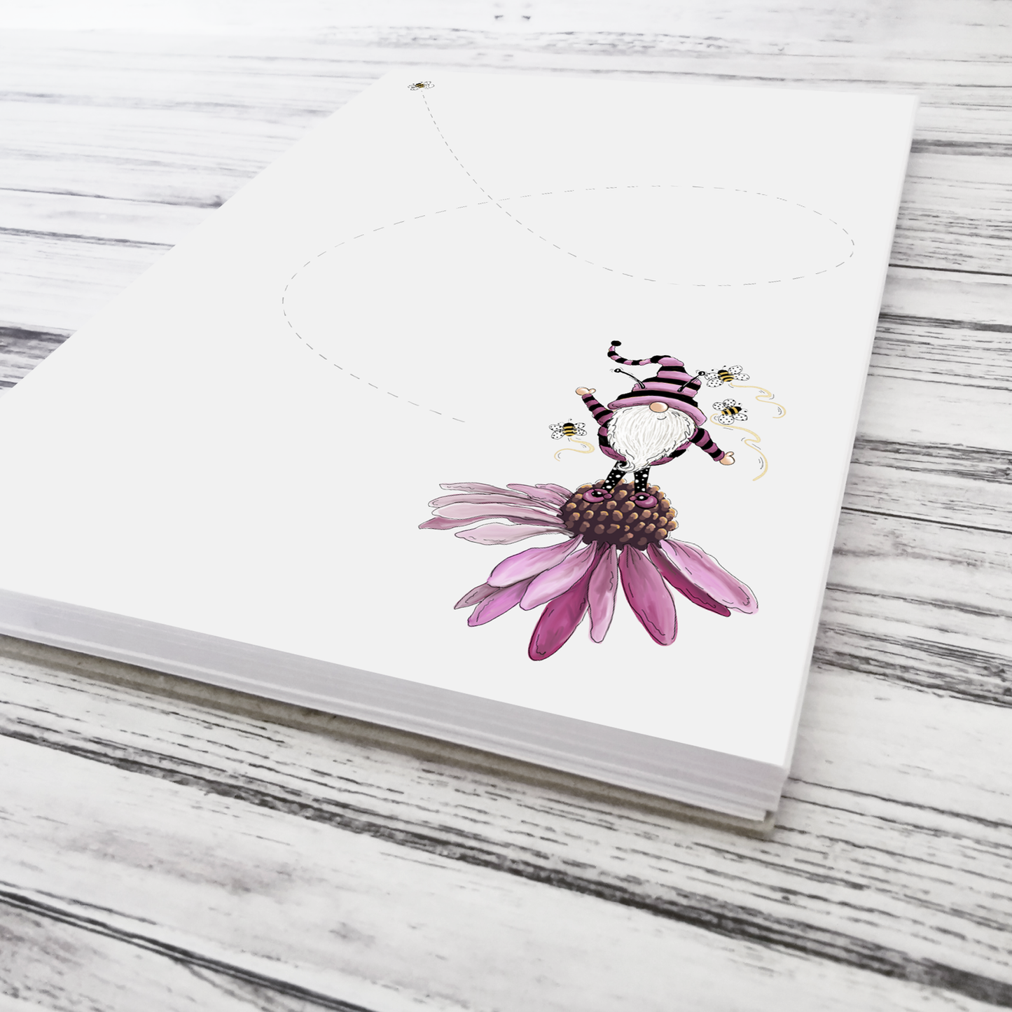 A6 Gnome with bees writing notepad