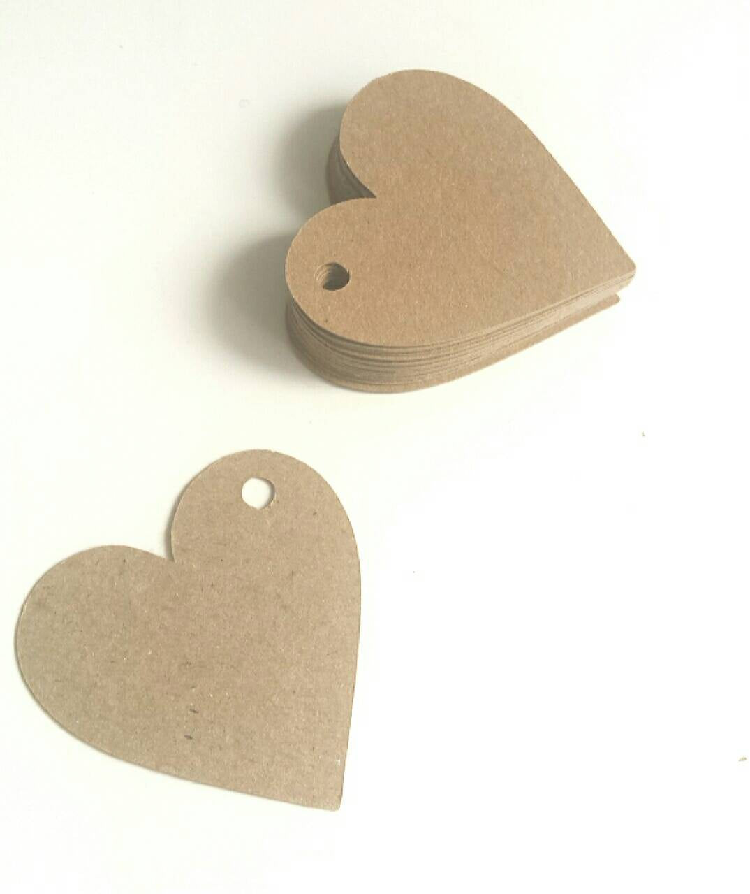 Blank kraft card brown heart tags