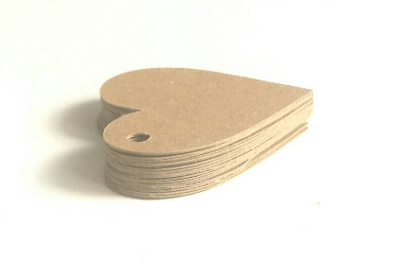 Blank kraft card brown heart tags