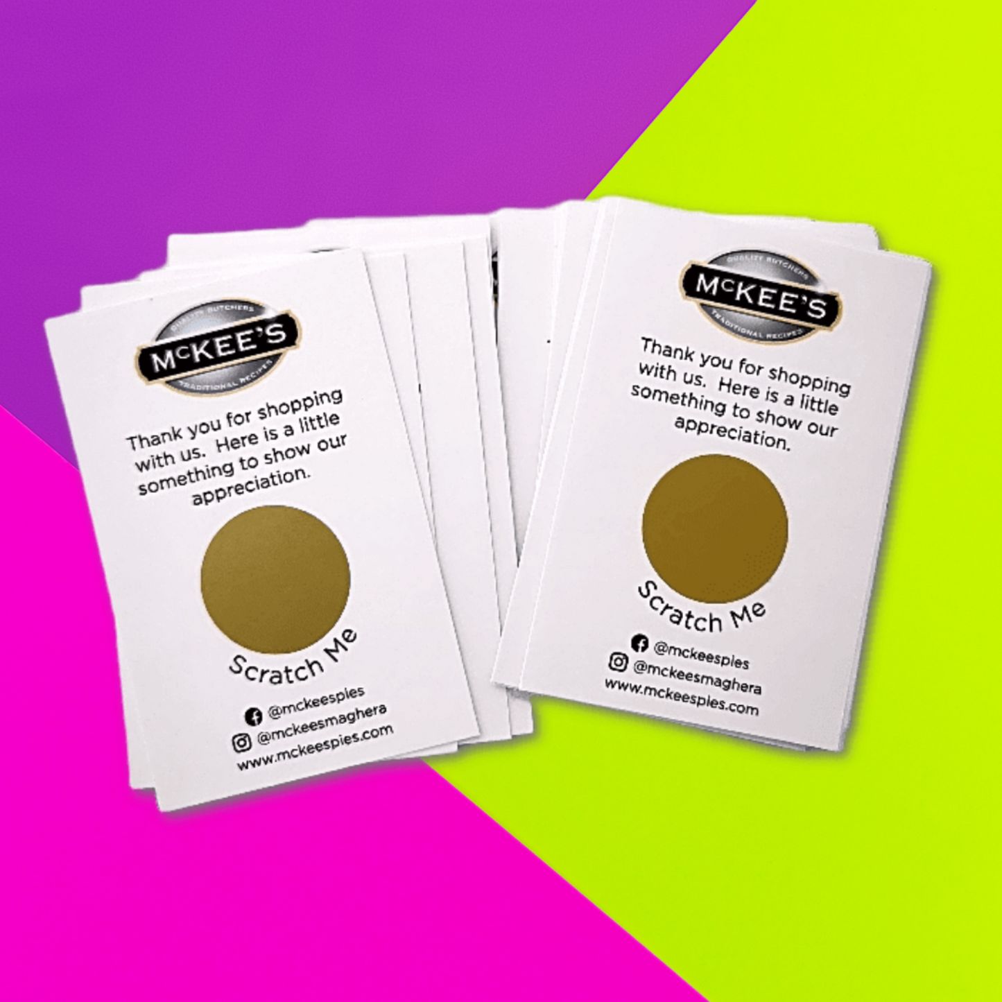 Custom scratch cards for business promotions customised with business details