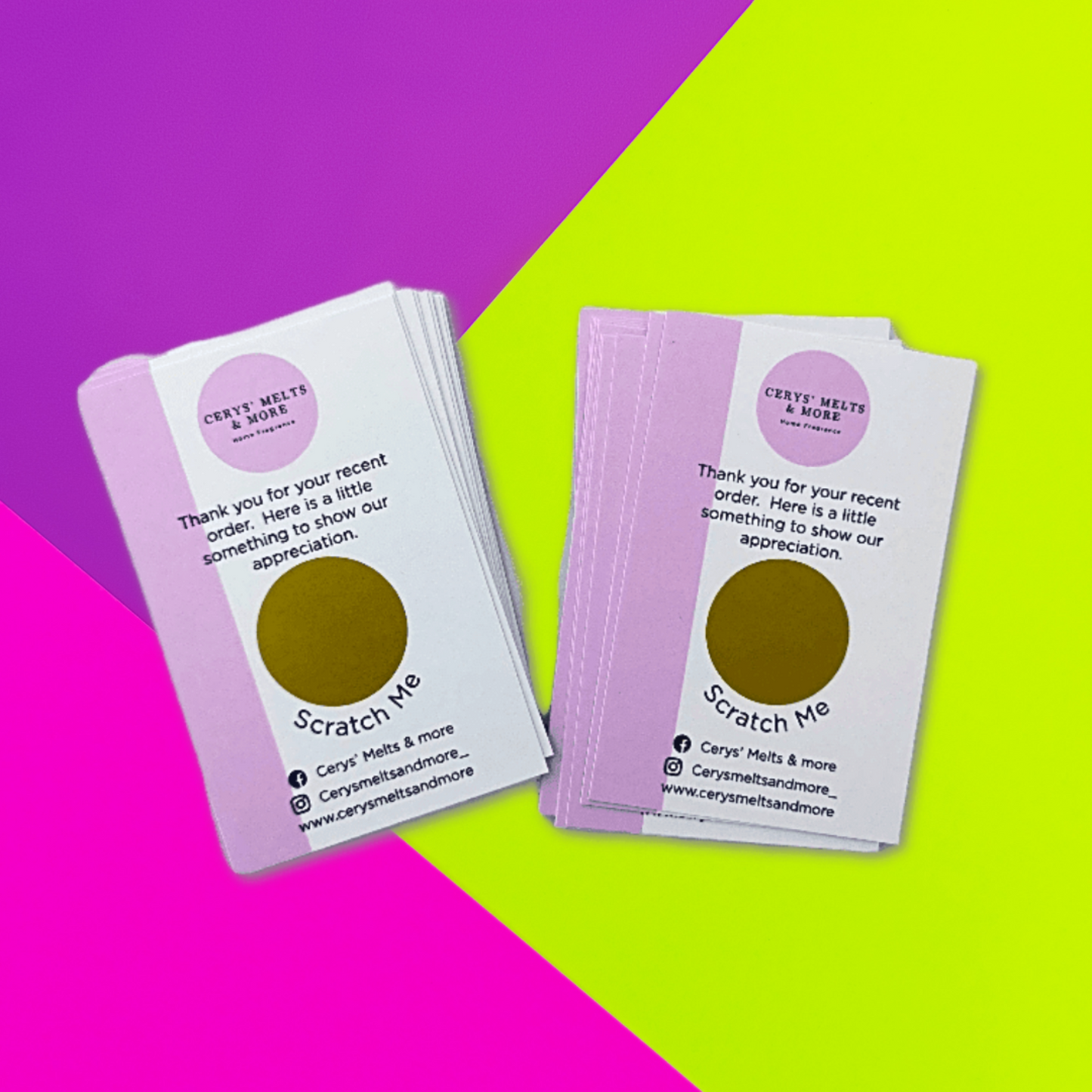 Custom scratch cards for business promotions customised with business details