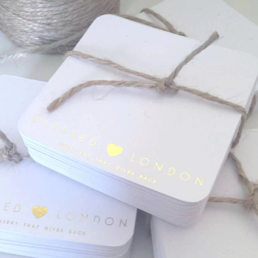 personalised foiled jewellery display cards