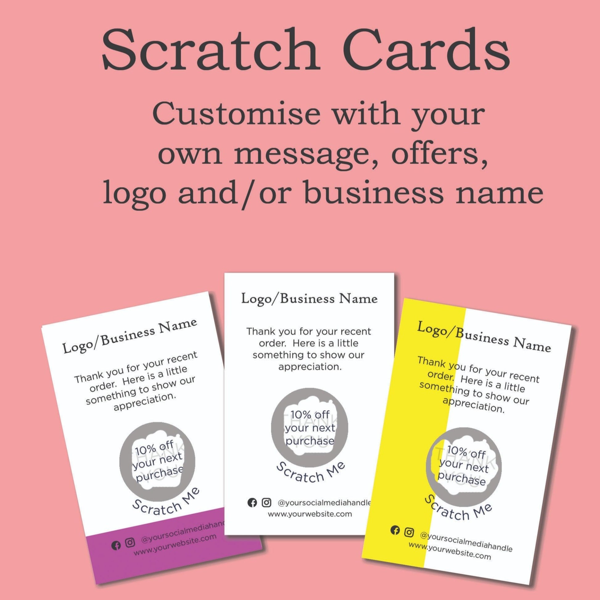 Custom scratch cards with business offers for customers