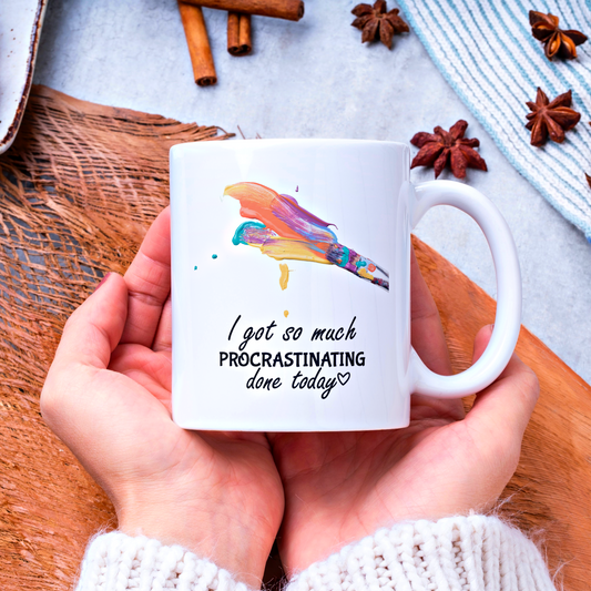 Funny artist procrastinating mug for tea or coffee