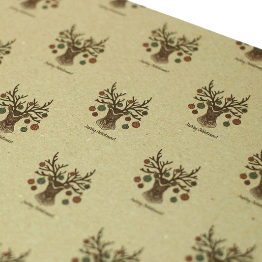 Kraft paper Christmas deer head wrapping paper