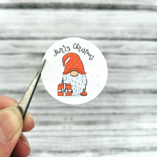 Merry Christmas Gnome stickers for packaging
