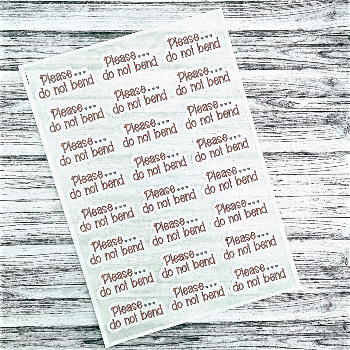 Contour cut please do not bend paper stickers
