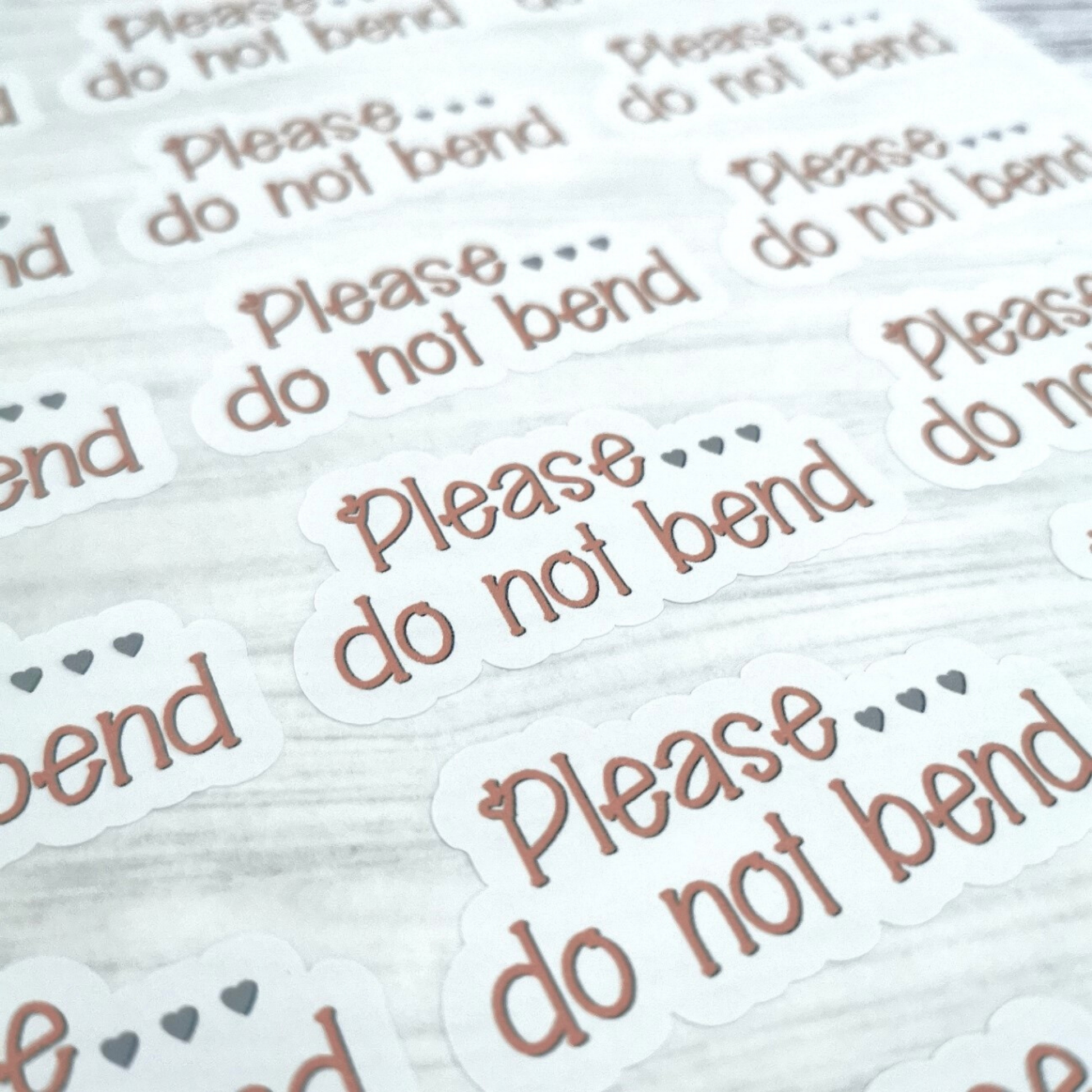 Contour cut please do not bend paper stickers
