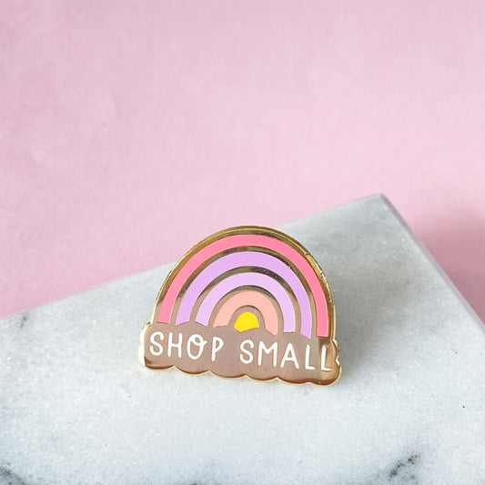 Shop small colourful rainbow gold enamel pin