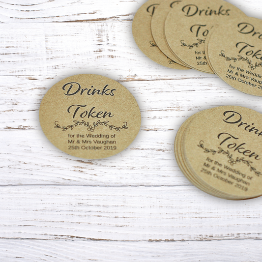 wedding drink tokens for guests first drink free