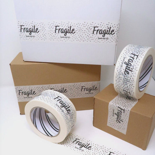 Eco friendly fragile printed white kraft packing tape