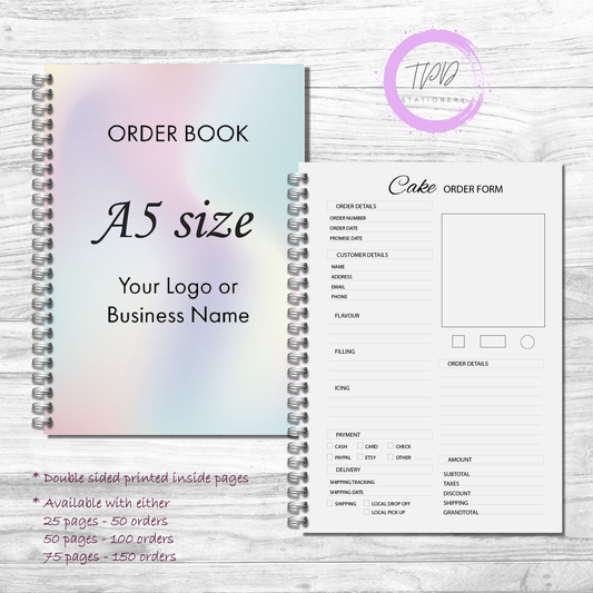 A5 Cake making Business order book